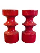 CARI ZALLONI FOR STEULER KERAMIK - PAIR OF 1970S WEST GERMAN CERAMIC CANDLE HOLDER / VASE