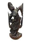 20TH CENTURY THAI HAND CARVED WOOD GODDESS SCULPTURE