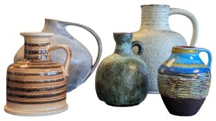 WEST GERMAN - COLLECTION OF FIVE VINTAGE CERAMIC WEST GERMAN STUDIO VASES