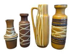 FOUR LATE 20TH CENTURY WEST GERMAN POTTERY CERAMIC VASES