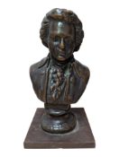 C1900 CAST BRONZE BUST OF WOLFGANG AMADEUS MOZART