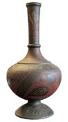 19TH CENTURY INDIAN ENAMELLED BRASS STEM VASE