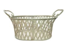 20TH CENTURY VINTAGE CREAM PAINTED METAL BASKET