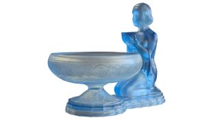 AUGUST WALTHER & SOHNE, DRESDEN - ART DECO PRESSED GLASS CENTREPIECE BOWL