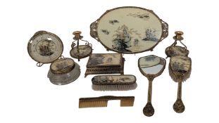 20TH CENTURY VINTAGE CHINOISERIE VANITY TABLEWARE SET