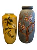 TWO LATE 20TH CENTURY WEST GERMAN CERAMIC BLOSSOM VASES