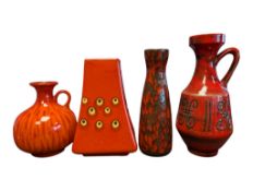 COLLECTION OF LATE 20TH CENTURY WEST GERMAN RED POTTERY VASES