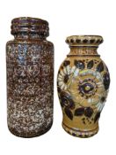 TWO MID CENTURY WEST GERMAN SCHEURICH KERAMIK LARGE CERAMIC POTTERY VASES