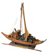 VINTAGE 20TH CENTURY FOLK ART SCRATCH BUILT WINE MERCHANT SALE BOAT