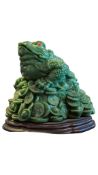 UNUSUAL LARGE CHINESE MYTHICAL RESIN CAST FAUX JADE TOAD FROG