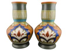 A PAIR OF MID CENTURY GOUDA, HOLLAND POTTERY CERAMIC VASES