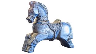 VINTAGE 20TH CENTURY RIMINI BLUE STYLE CERAMIC HORSE