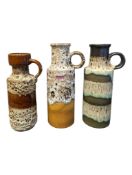 THREE 1960S / 70S WEST GERMAN SCHEURICH KERAMIK VASES / JUGS