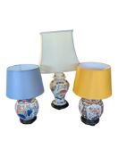 THREE VINTAGE CHINESE CONVERTED GINGER JAR LAMPS