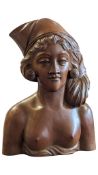 VINTAGE HAND CARVED BALINESE NUDE WOODEN BUST