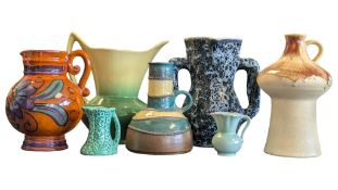 STUDIO ART POTTERY - COLLECTION OF SEVEN CERAMIC MID CENTURY VASE / JUGS