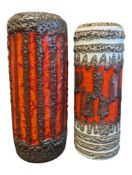 TWO 1960S SCHEURICH WEST GERMAN FAT LAVA CERAMIC VASES
