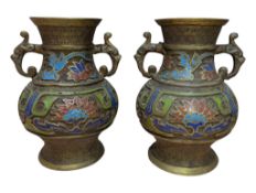 PAIR OF CHINESE EARLY 20TH CENTURY CLOISONNE VASES