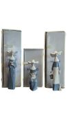 LLADRO, VALENCIA - THREE LATE 20TH CENTURY SPANISH PORCELAIN NUN FIGURES