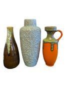 THREE LATE 20TH CENTURY WEST GERMAN POTTERY CERAMIC FAT LAVA VASES