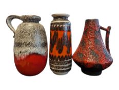 THREE LATE 20TH CENTURY WEST GERMAN POTTERY FAT LAVA VASES & JUGS