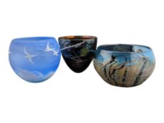 THREE 20TH CENTURY VINTAGE STUDIO GLASS VASES