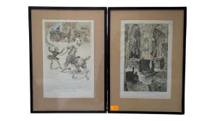 TWO EARLY 20TH CENTURY CHARLES DICKENS LIBRARY SIGNED LITHOGRAPHS