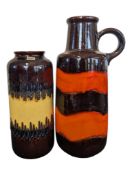 TWO LARGE LATE 20TH CENTURY WEST GERMAN CERAMIC VASES
