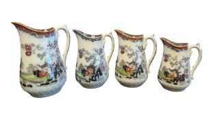 FOUR 19TH CENTURY VICTORIAN IRONSTONE CHINA GRADUATING JUGS