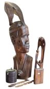 COLLECTION 20TH CENTURY AFRICAN CARVED ITEMS