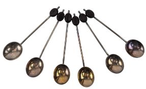 CASED GEORGE V HALLMARKED SILVER COFFEE BEAN TEASPOONS