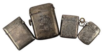 COLLECTION OF FOUR HALLMARKED SILVER VESTA CASES