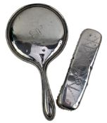 GEORGE V HALLMARKED SILVER DRESSING TABLE HANDHELD MIRROR & CLOTH BRUSH