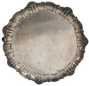 EARLY 20TH CENTURY GEORGE V HALLMARKED SILVER SALVER TRAY