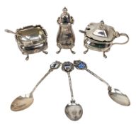 20TH CENTURY ELIZABETH II HALLMARKED SILVER 3 PIECE CRUET SET