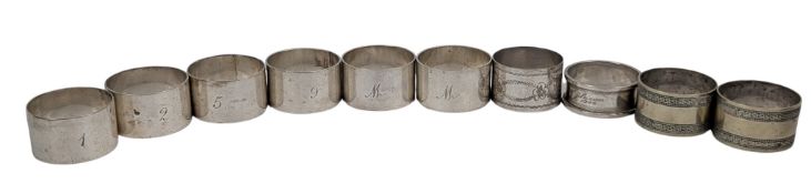 GEORGE V HALLMARKED SILVER NAPKIN RING & COLLECTION OF SILVER NAPKIN RINGS