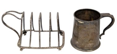 EDWARD VII HALLMARKED SILVER TOAST RACK & CHRISTENING CUP