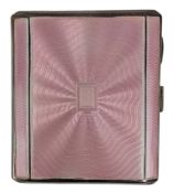 20TH CENTURY GEORGE VI HALLMARKED SILVER & GUILLOUCHE ENAMEL CIGARETTE CASE
