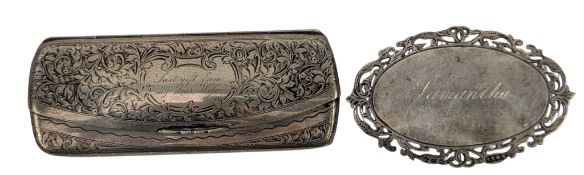 VICTORIAN HALLMARKED SILVER PLAQUE & EDWARD VII SILVER GLASSES CASE