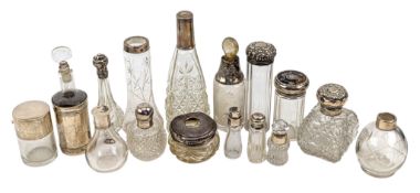 COLLECTION OF 20TH CENTURY HALLMARKED SILVER & GLASS VANITY JARS / SCENT BOTTLES