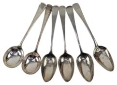 FOUR EARLY 19TH CENTURY GEORGE III HALLMARKED SILVER TABLE SPOONS