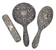 CASED GEORGE V HALLMARKED SILVER DRESSING TABLE SET