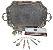 CASED PAIR OF EDWARD VII HALLMARKED SILVER COLLARED PICKED FORKS & OTHER ITEMS