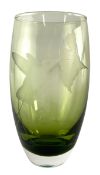 CAITHNESS GLASS CRYSTAL VASE WITH HUMMINGBIRD DESIGN SIGNED TO BASE