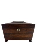 19TH CENTURY ROSEWOOD SARCOPHAGUS TEA CADDY