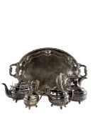 19TH CENTURY VICTORIAN WALKER & HALL SILVER PLATED SERVICE & TWIN HANDLED TRAY