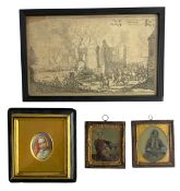 PAIR OF 19TH CENTURY PORTRAIT PHOTOS ON GLASS & A PRINT OF OVERMEER