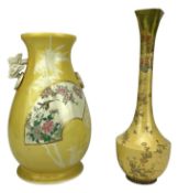19TH CENTURY JAPANESE SETO WARE VASE & A SATSUZMA BOTTLE VASE