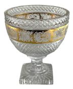 VAL ST LAMBERT - LATE 19TH CENTURY BELGIAN CUT GLASS GILT BANDED CUP VASE