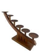 VINTAGE CARVED HANDWOOD SIX ARM TABLE CANDLE HOLDERS / CANDELABRA